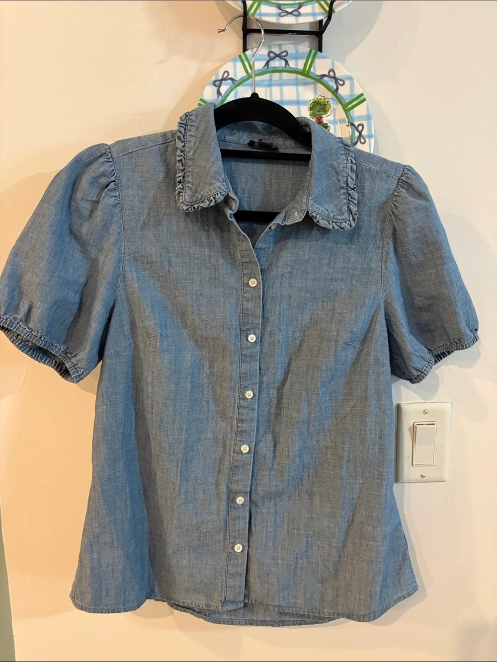 J Crew cotton denim look blouse